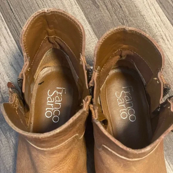 Franco Sarto Halford Leather Ankle Boots Brown Side Zip Women's Size 7.5M - Picture 16 of 16